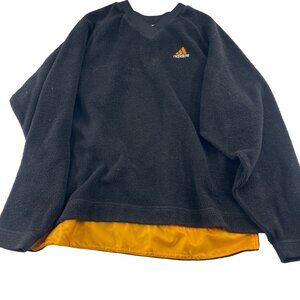 Adidas V Neck Black Fleece Pullover Sweater Men's size Large orange